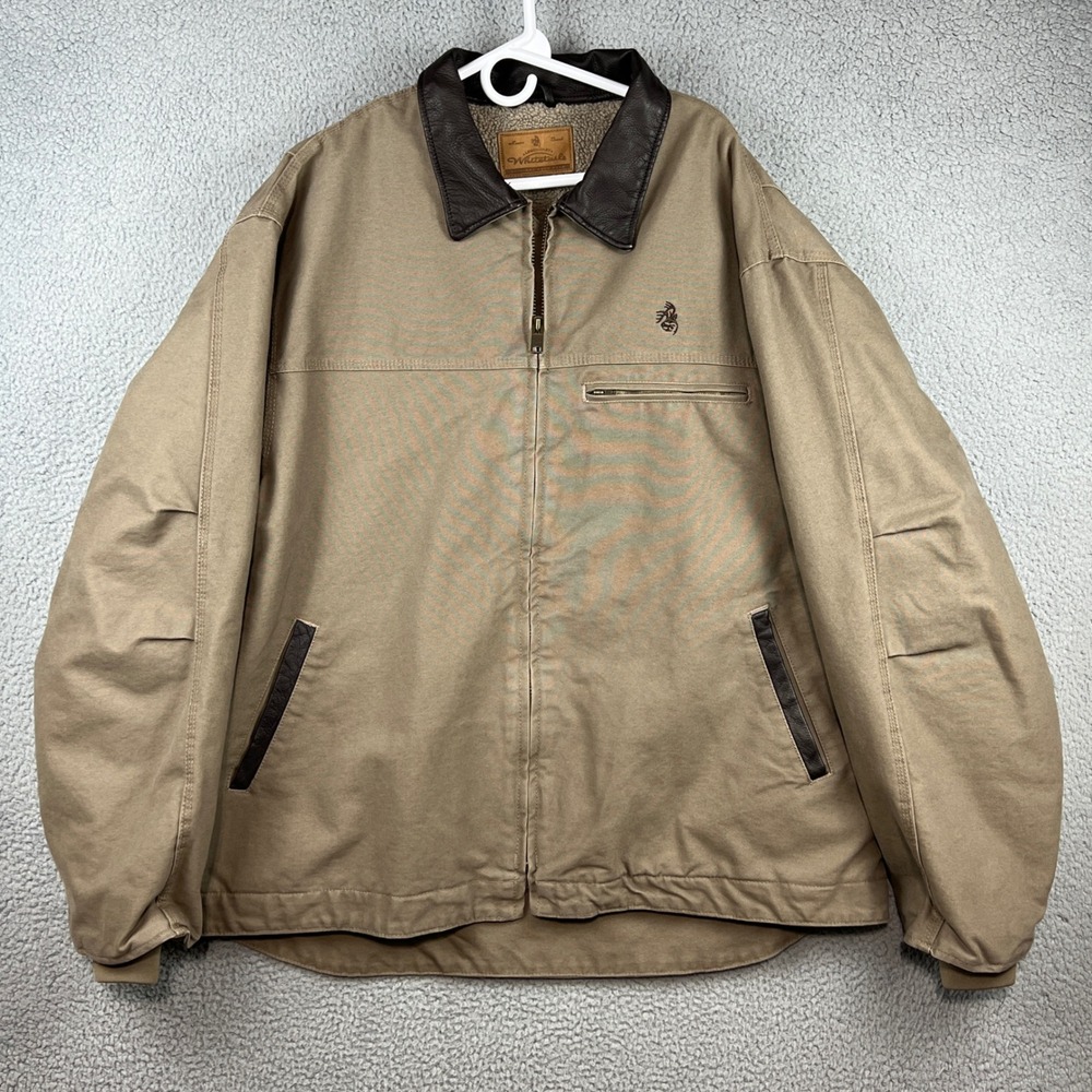 Legendary Whitetails Mens Tan Canvas Sherpa Lined Work Jacket Brown Collar 3XL